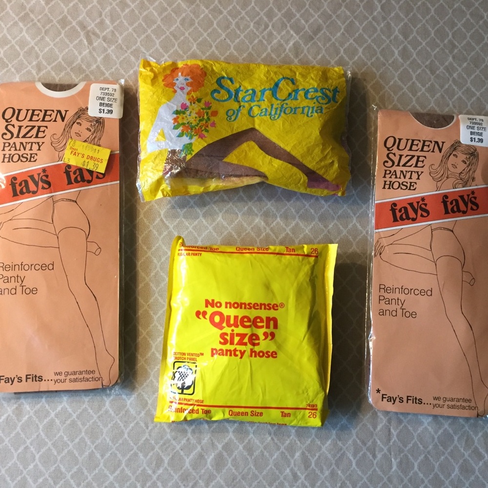 Lot of 4 Vintage 70s 80s Beige Tan Pantyhose